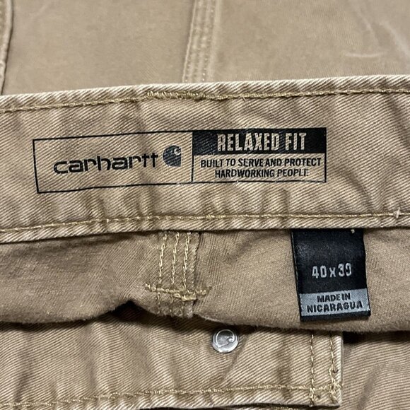 Men's Carhartt Relaxed Fit Carpenter Pants SIZE 40x30 Tan Casual Work B324-DKH - Picture 11 of 12